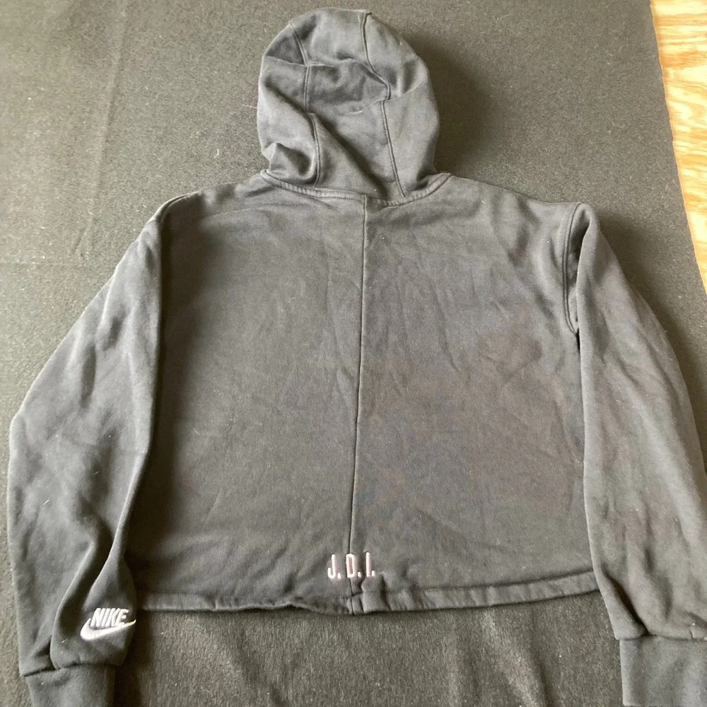 Nike Sportswear Women Black Cropped Pullover Hoodie‎ DD6498-010 Size L Y2K
